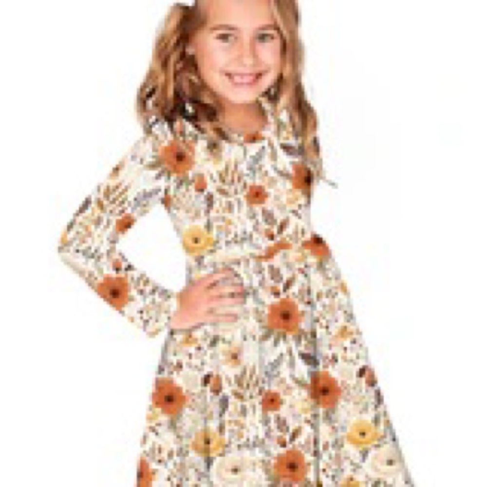 Little snuggles bamboo fall golden floral twirl dress